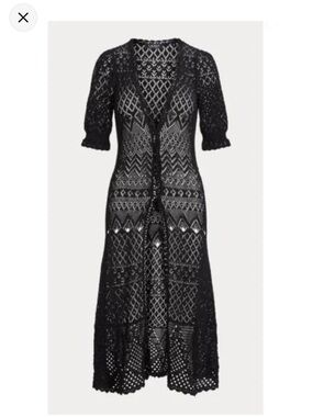 Ralph Lauren Black Crochet Cardigan Dress